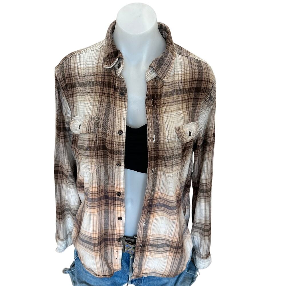 Horse Girl Plaid Flannel Shirt LARGE Oversized Unique Upcycled Cowgirl Western - Picture 4 of 6